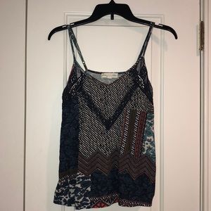 Staring at Stars Blue Multicolor Patterned Tank